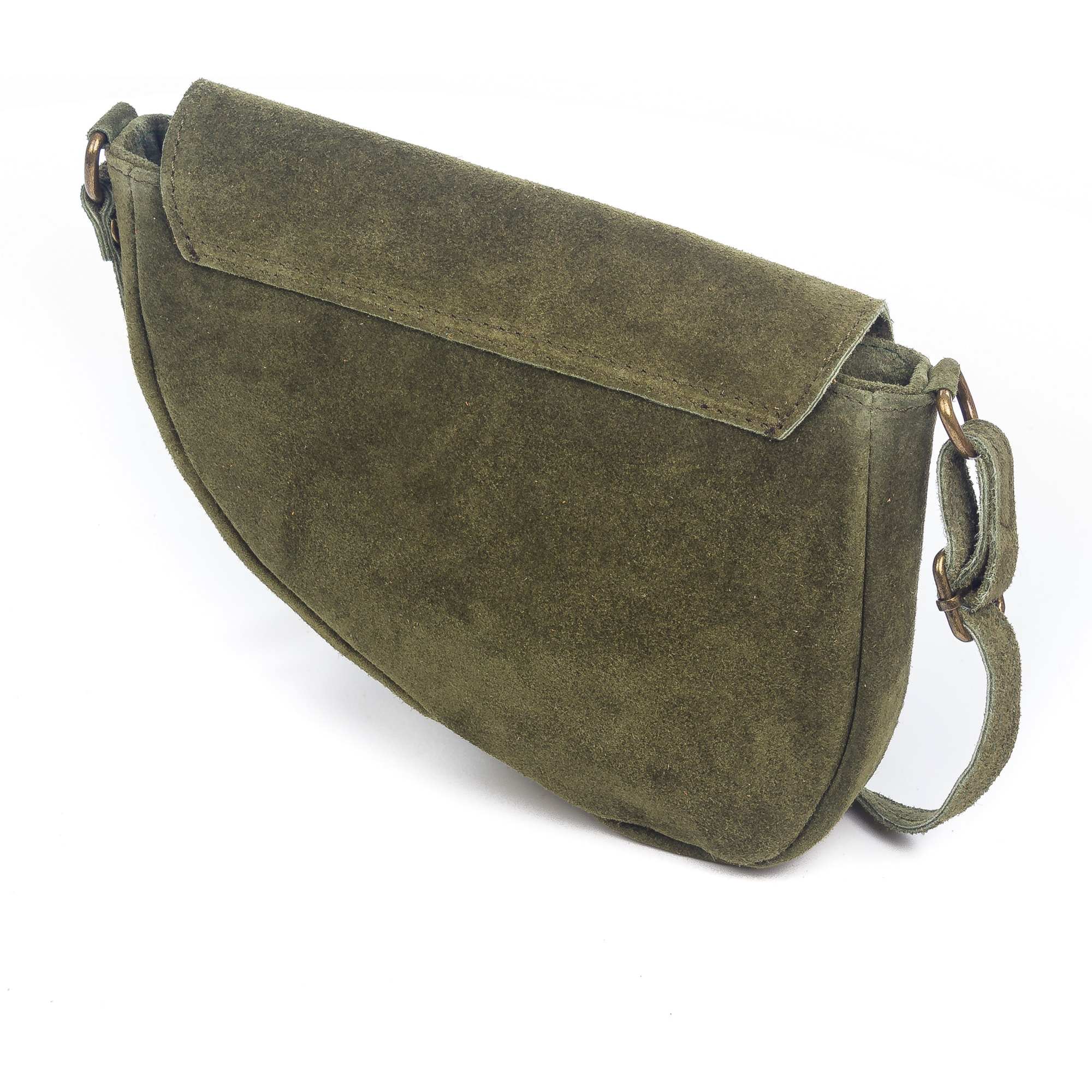 FIRENZE ARTEGIANI Borsa a Spalla da Donna Susanna Vera Pelle Scamosciata Made in Italy 22x7x17 Cm. Colore: verde scuro