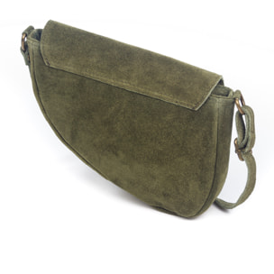 FIRENZE ARTEGIANI Borsa a Spalla da Donna Susanna Vera Pelle Scamosciata Made in Italy 22x7x17 Cm. Colore: verde scuro