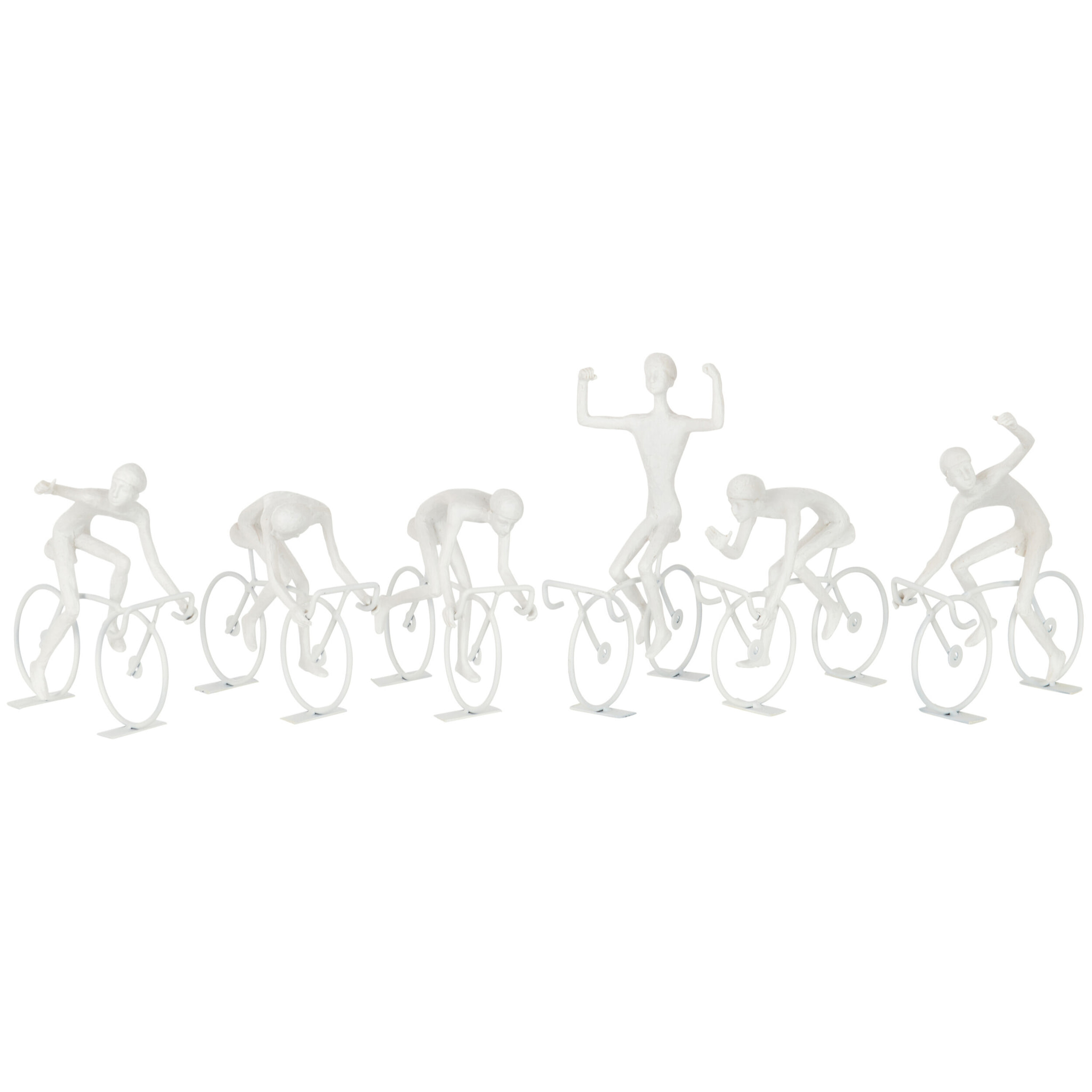 J-Line décoration Cyclistes - polyrésine - blanc - large - 6 pièces
