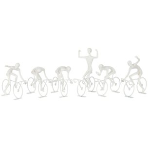J-Line décoration Cyclistes - polyrésine - blanc - large - 6 pièces