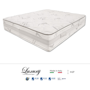 "Cortina" H27 cm 160x190 2 guanciali Memory OMAGGIO sfoderabile a molle insacchettate indipendenti, schiuma poliuretanica e Memory Foam