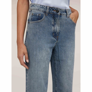 Motivi - Jeans palazzo vita alta con strass - Azzurro