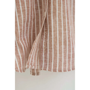 Camicia cotolino a righe terracotta regular fit con ricamo Polo Club