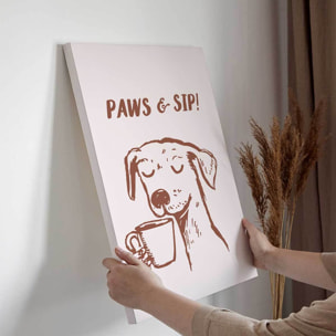Tableau Paws & Sip chien café Toile imprimée