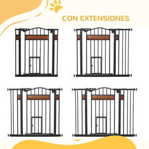 Barrera de Seguridad Perros para Puertas y Escaleras 74-105 cm con 2 Extensiones