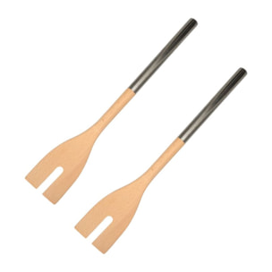 Ensemble de 2 Fourchettes à salade verte en bois 34 cm Fackelmann Boissellerie