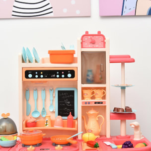 Cuisine pour enfant - dinette - jeu d'imitation complet 65 accessoires variés - fonctions sonores et lumineuses PP rose