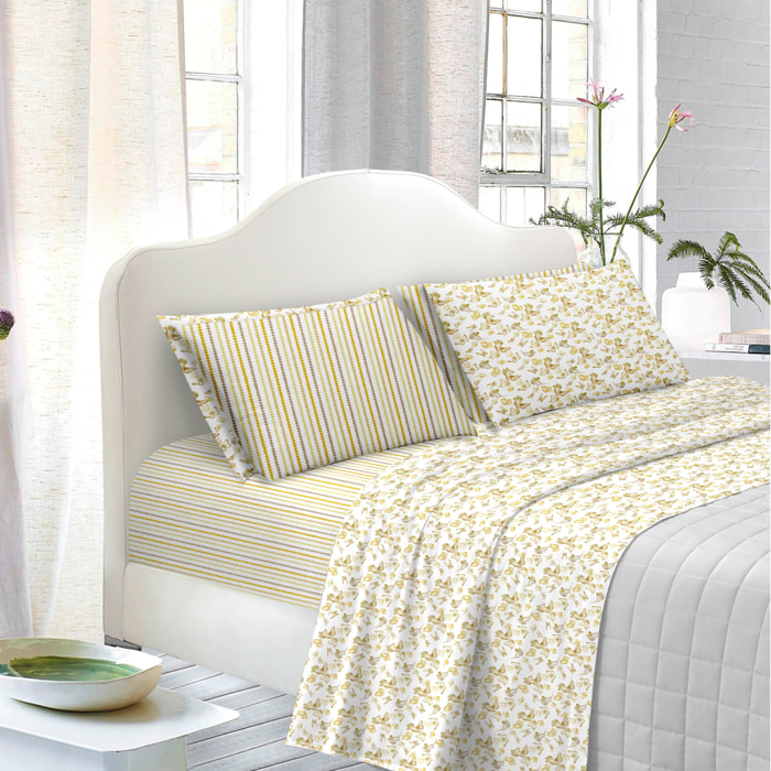 TESS HOME COLLECTION Completo letto matrimoniale Farfalle in Puro Cotone