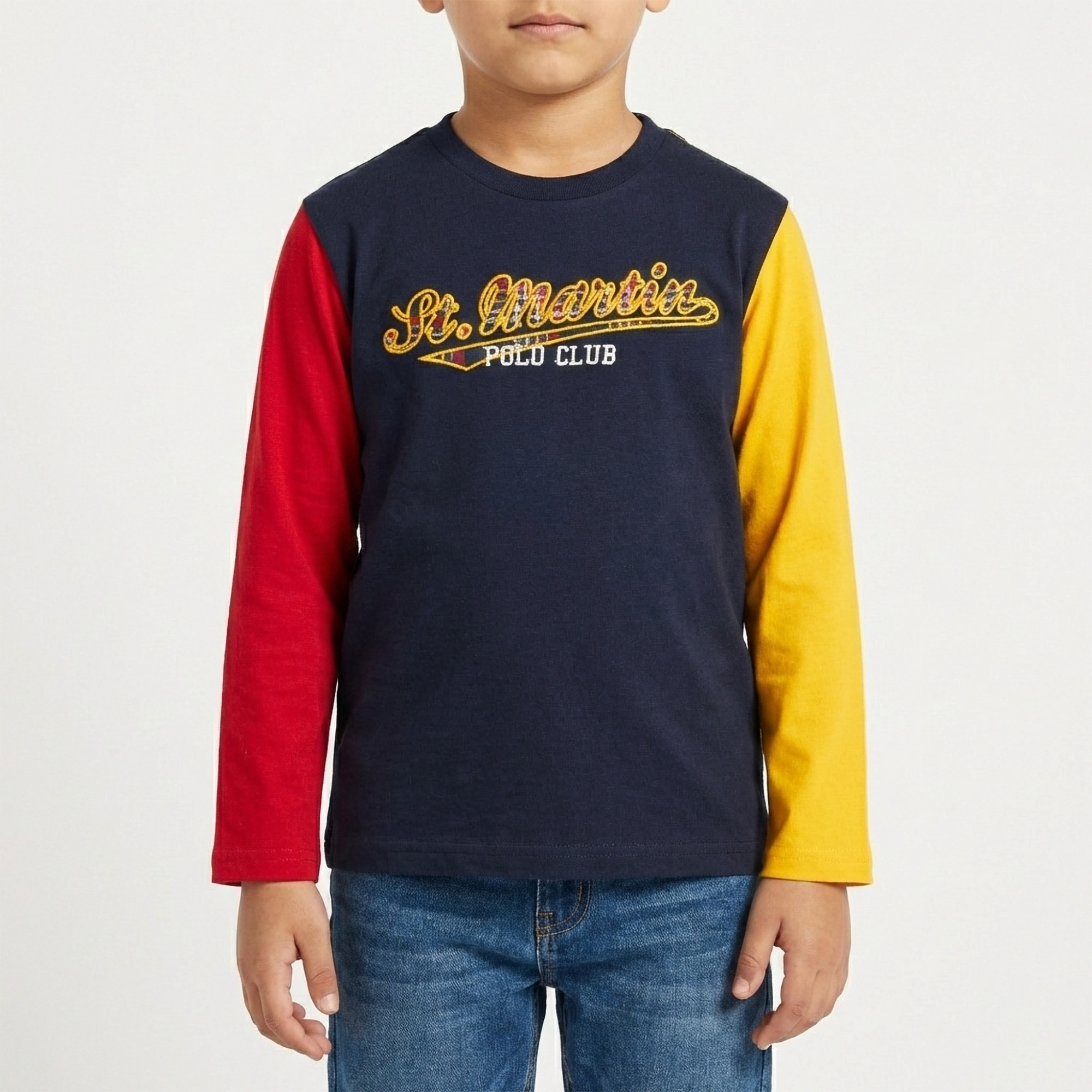 T-shirt manica lunga con stampa logo Polo Club St Martin Blu