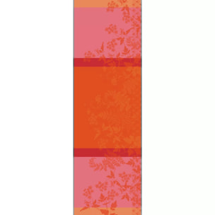 Chemin de table pur lin motif jacquard rose Ombelles rose