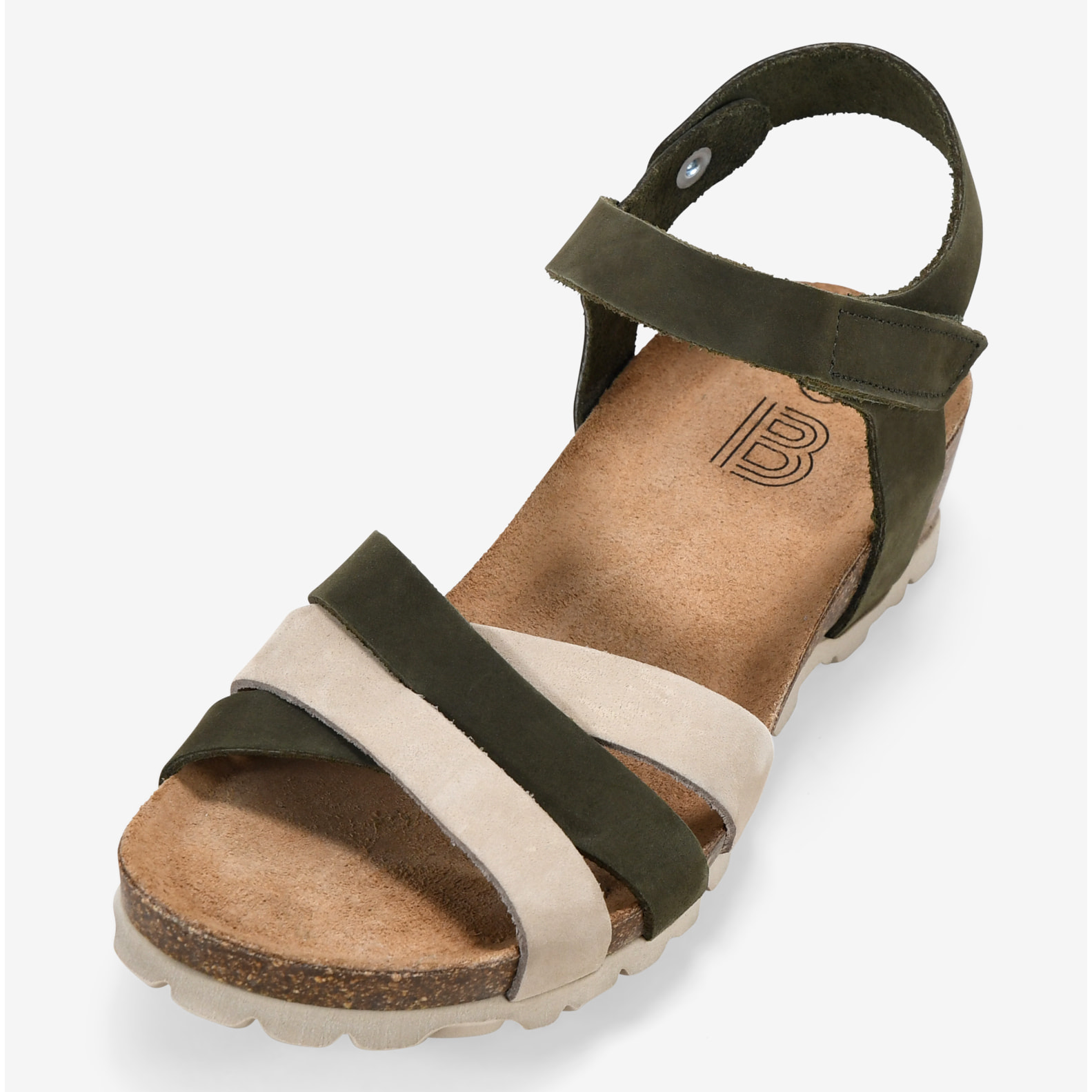 Sandalias verdes con cuña de corcho
