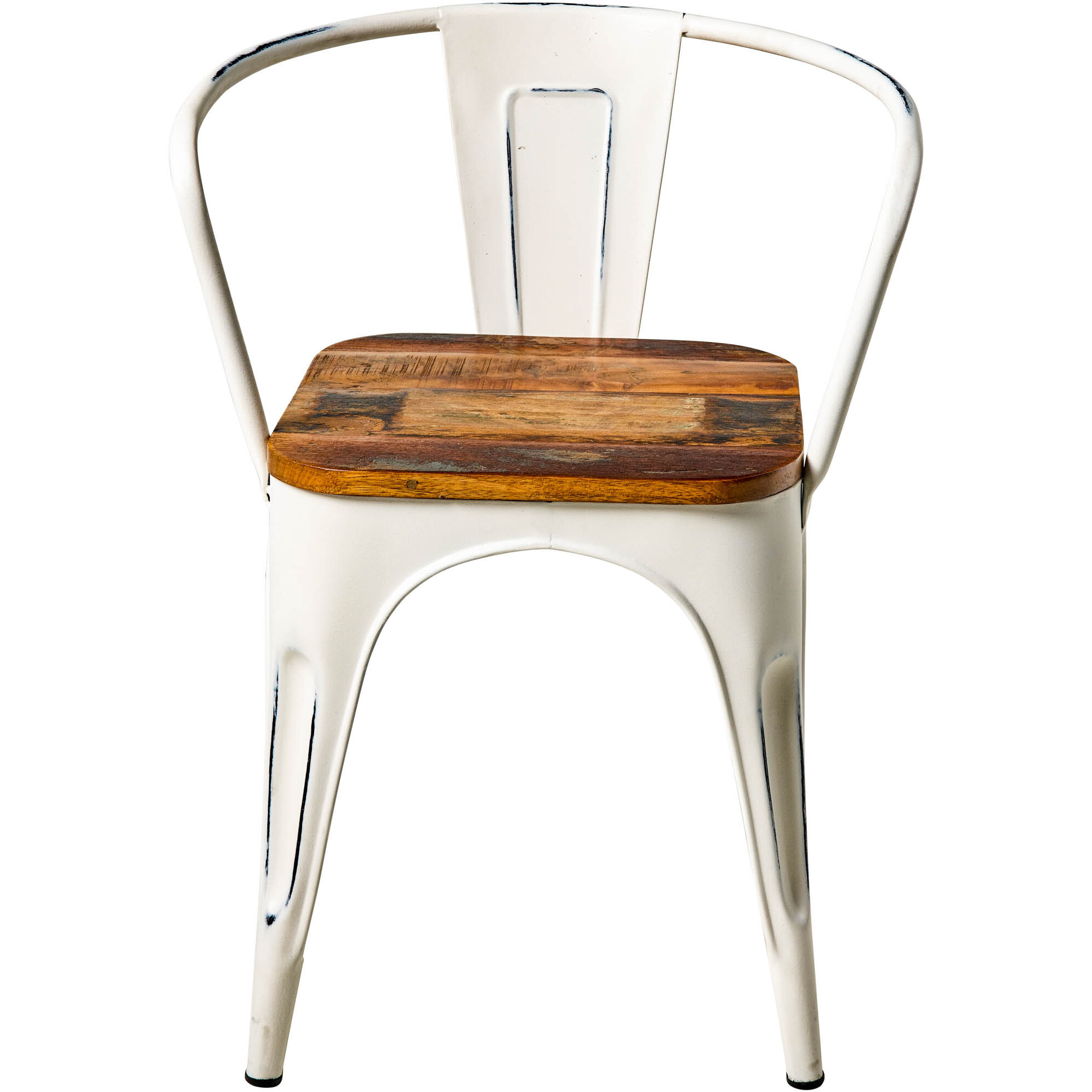 XILOT - SEDIA CON BRACCIOLI IN METALLO CHIARO E SEDUTA IN LEGNO - misura 38x38x70 - SET 2 pezzi