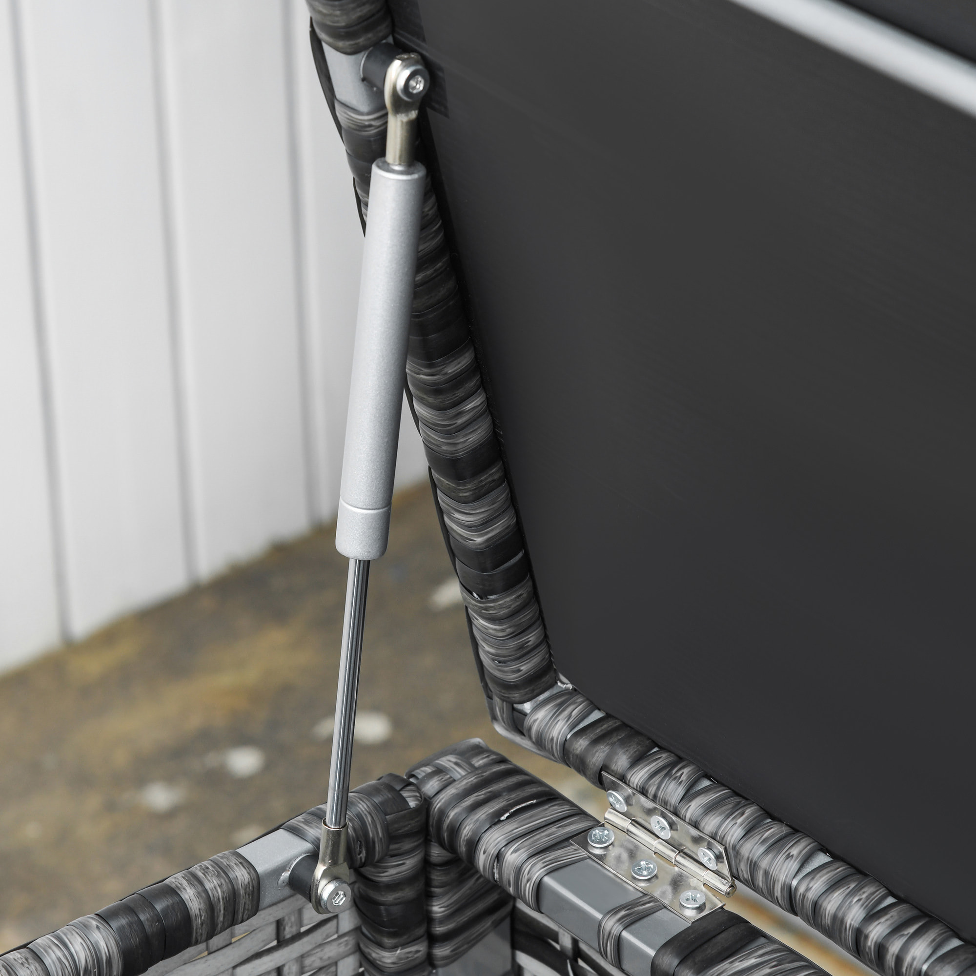 Conjunto de Muebles de Jardín de Ratán 4 Piezas con 2 Sofás Dobles Mesa de Centro Mesa con Arcón Cojines Extraíbles para Terraza Patio Exterior 132x69x64 cm Gris