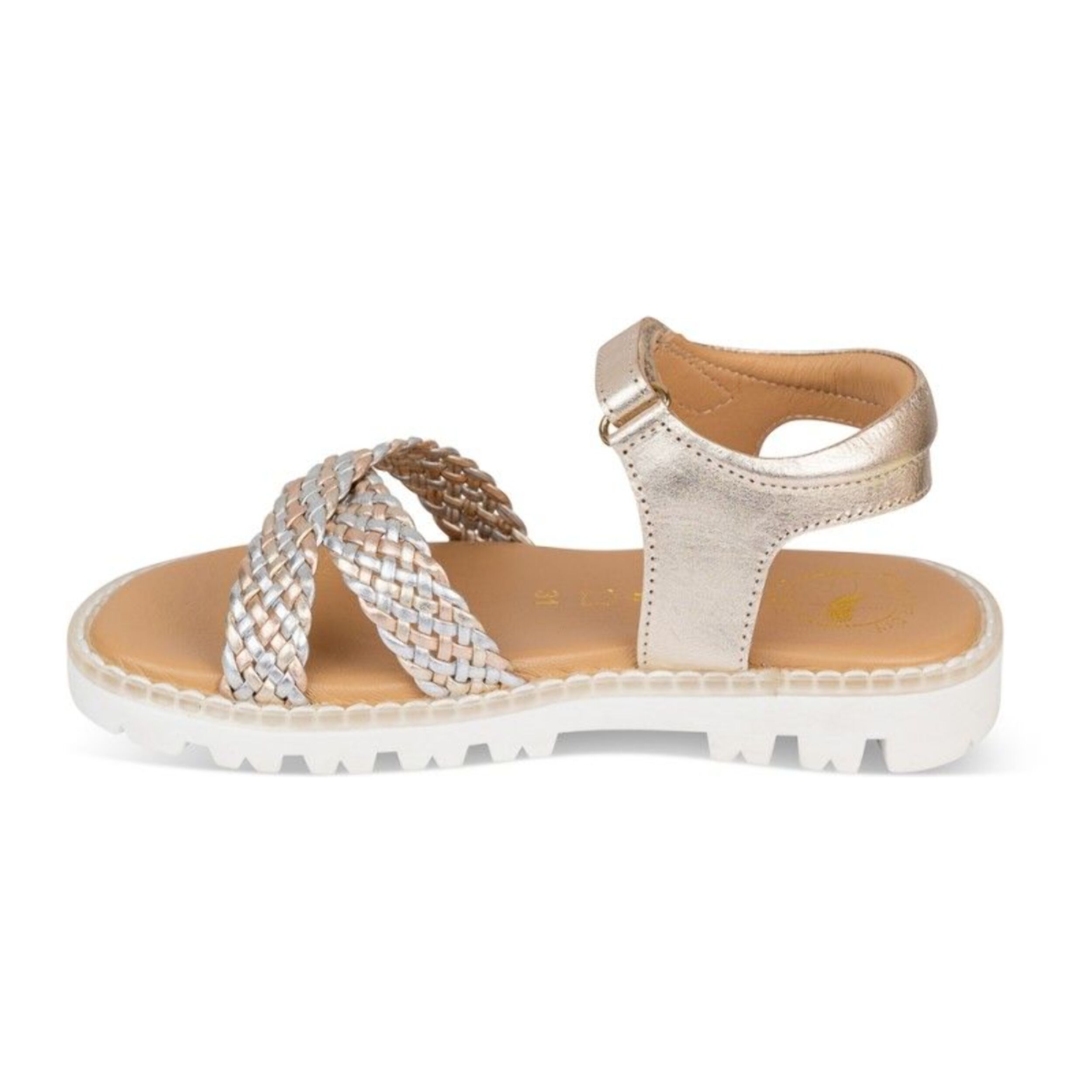 Sandalia Sport Piel Natural. Velcro/Trenza
