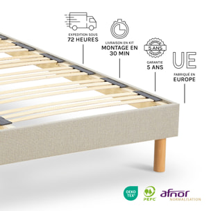 Sommier en kit Lino Technologie Tri-Lattes, Bois Épicéa, H30 cm, Montage Facile, Aération Optimale