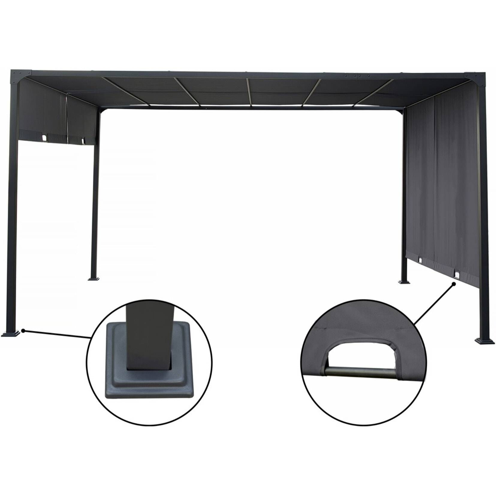 Pergola avec toit rétractable en métal "Courtenay" - 3 x 4 m - Gris