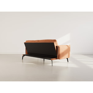 Lexie - Canapé convertible clic-clac 2 places en velours côtelé - Terracotta