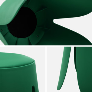 Set de 2 tabourets empilables. simili cuir vert. NIKI. Ø30 / 44 x H46cm