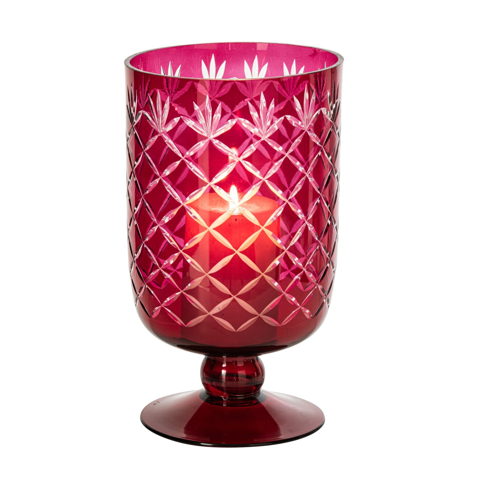J-Line Chandelier - verre - rose foncé