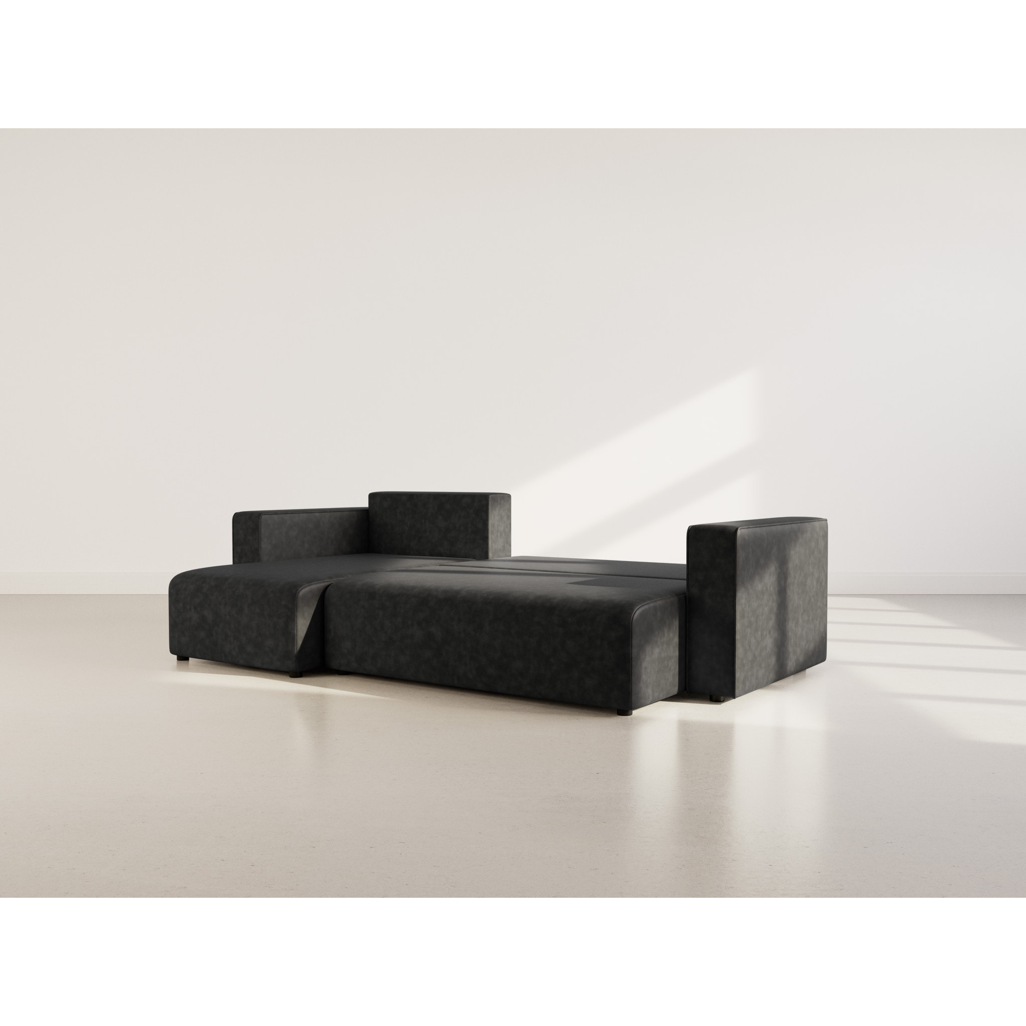 Topaze - canapé d'angle réversible 4 places convertible avec coffre en simili - Noir