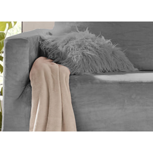 Copridivano 3 Posti Elasticizzato In Tinta Unita Effetto Velluto Modello Morbidissimo Colore Grigio