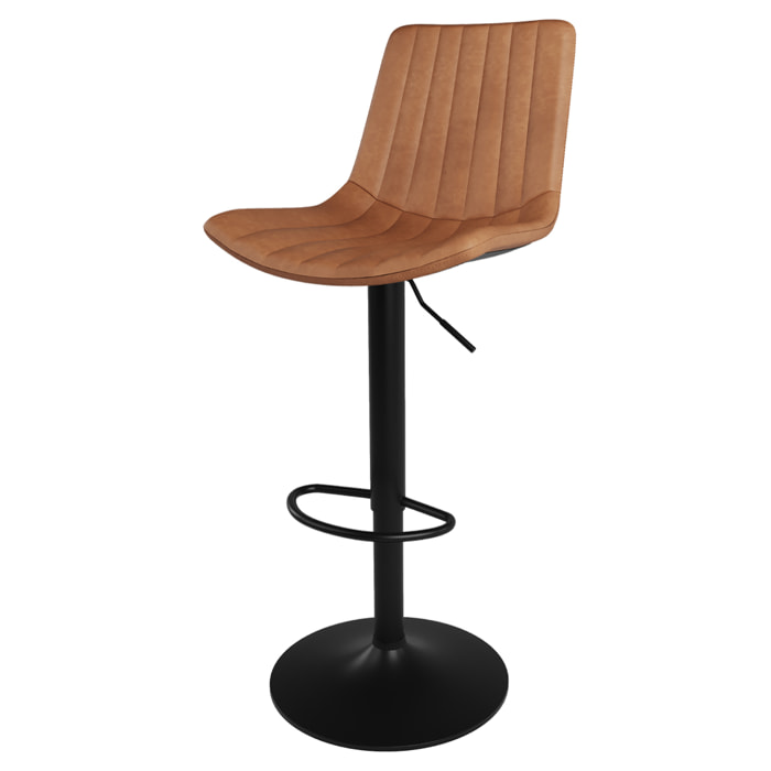Lot de 2 chaises de bar réglables 62,5/83 cm camel en cuir synthétique - Killi