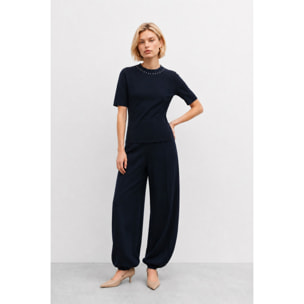 Kocca - Set blusa con borchie e pantalone a gamba larga Donna