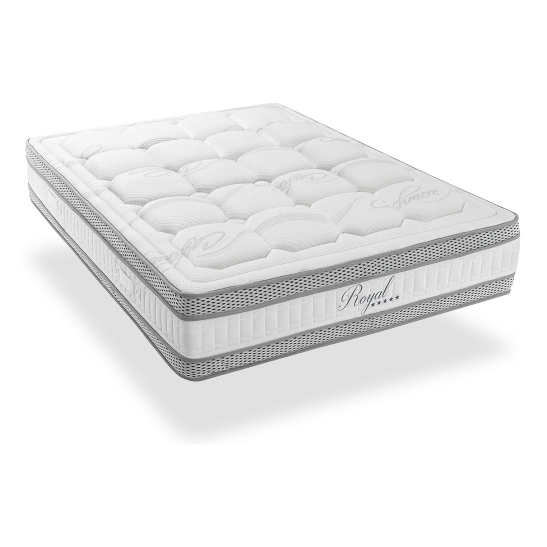 Matelas Royal 5*, 24 cm Mémoire de Forme & Mousse Hypersoft, Soutien Medium, Aération Optimale