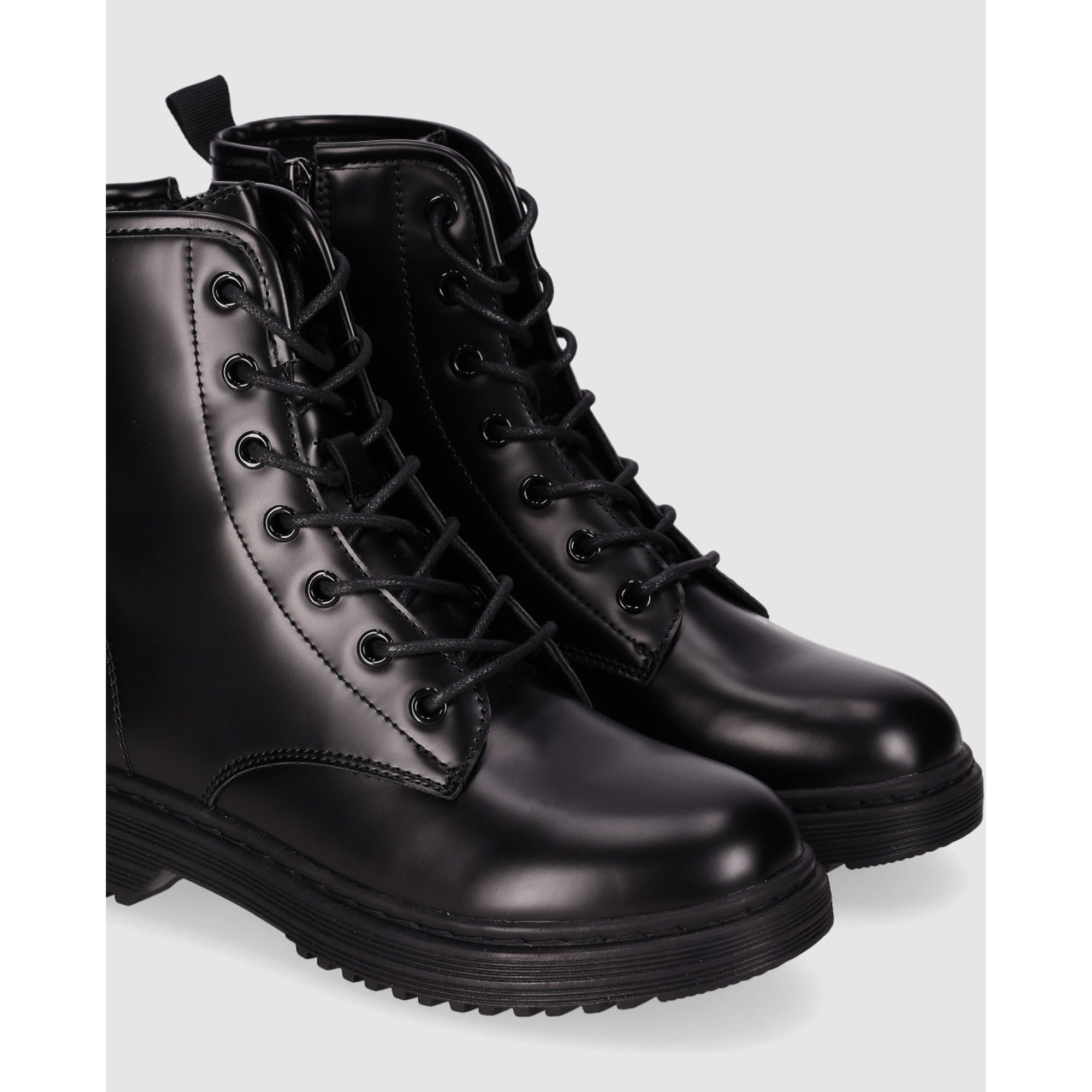 Botines de Piel Sintética - Negro - Tacón: 3 cm