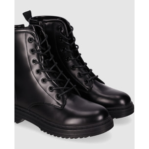 Botines de Piel Sintética - Negro - Tacón: 3 cm