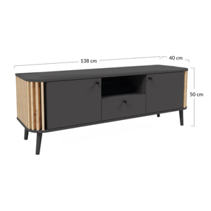 Camberwell - meuble tv - gris et effet bois - 138 cm - Bois / Gris