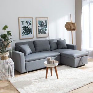 Canapé d'angle convertible CLARK 3 places gris