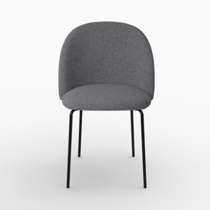 Lot de 2 chaises en tissu chiné gris foncé - Karl