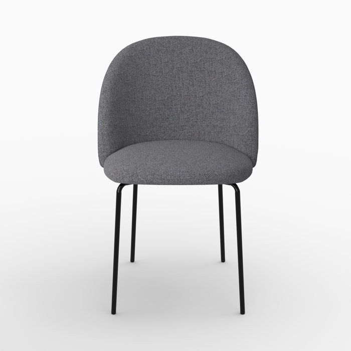 Lot de 2 chaises en tissu chiné gris foncé - Karl