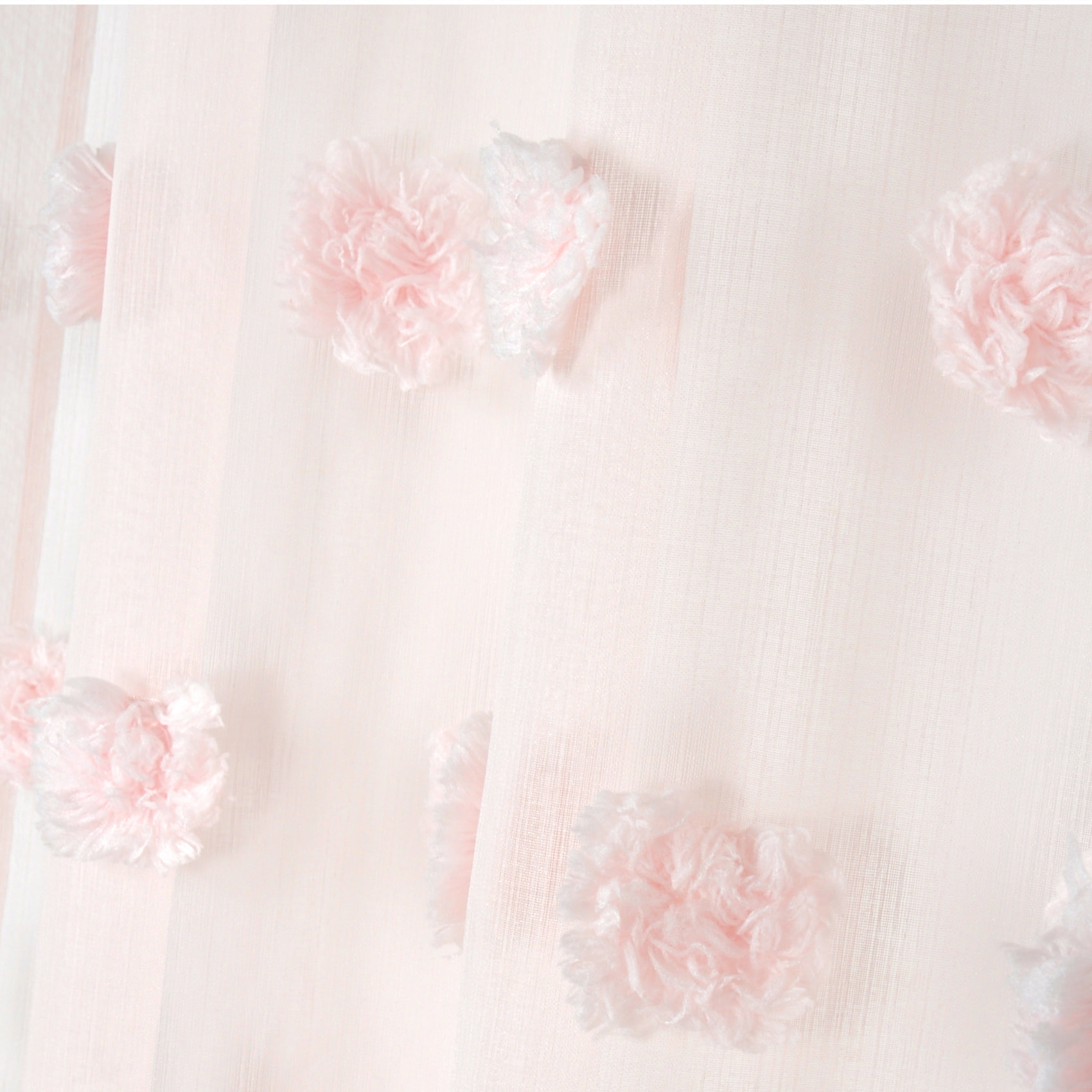 Voilage pompons brodés - Rose Clair