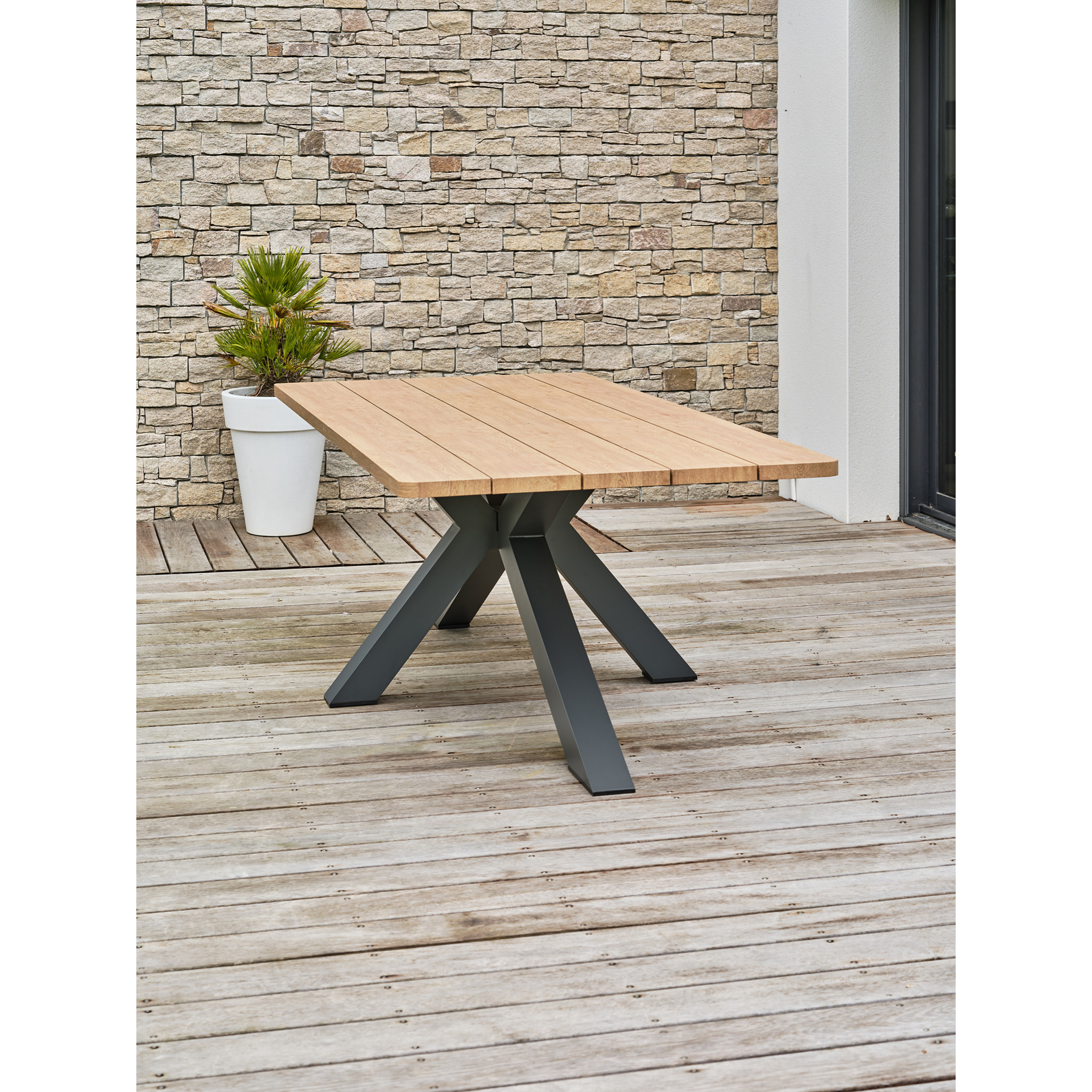 KELIA - Table de jardin 8 places - Gris anthracite