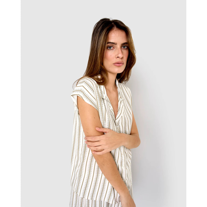 Pijama corto camisero viscosa alrubia verde seco