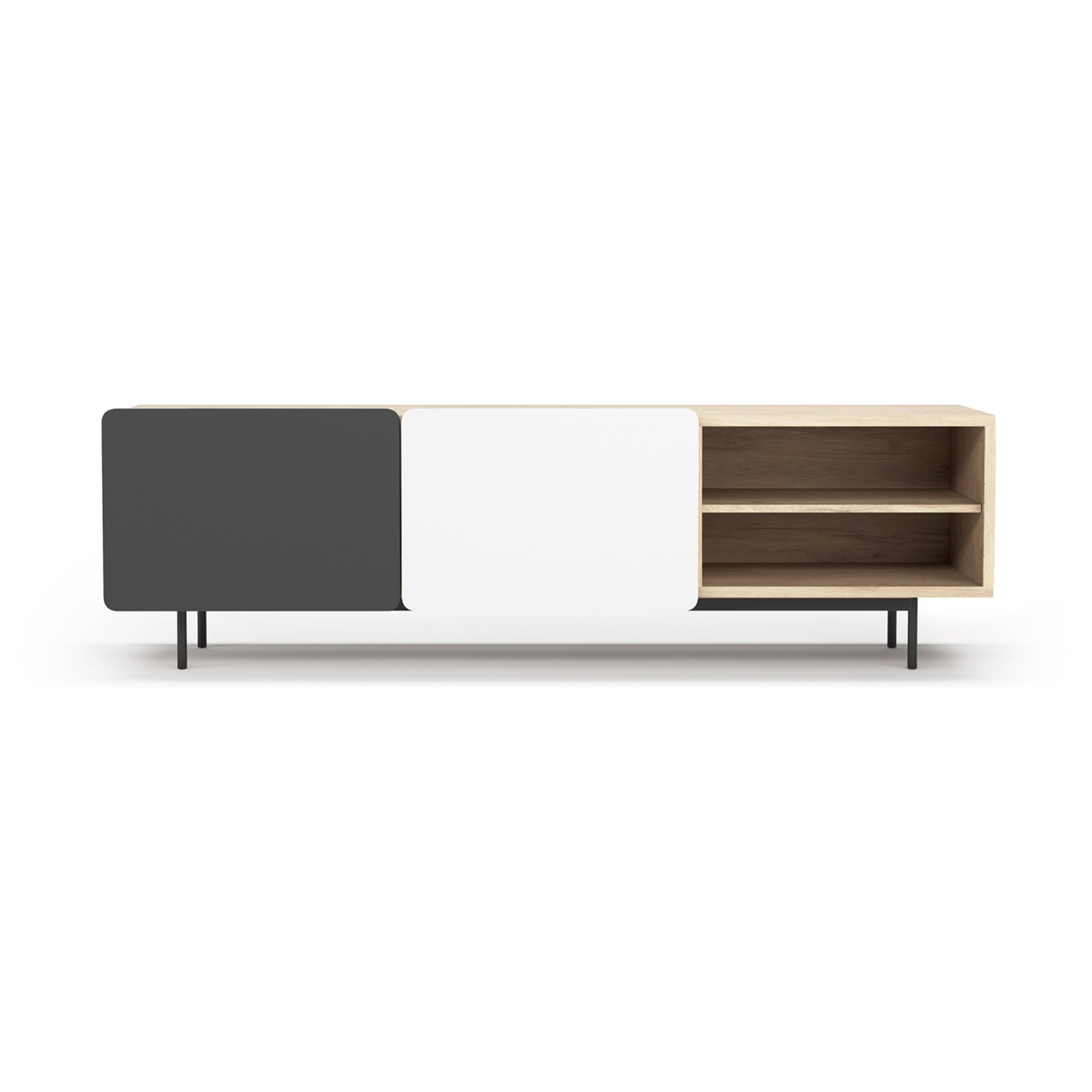 Bajo tv Biscuit roble-grafito-blanco 54x180x44 cm