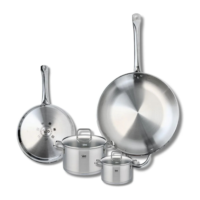 Ensemble de 2 Poêles de cuisson 24 et 32 cm et 2 faitouts 12 et 16 cm Elo Profi Citrin