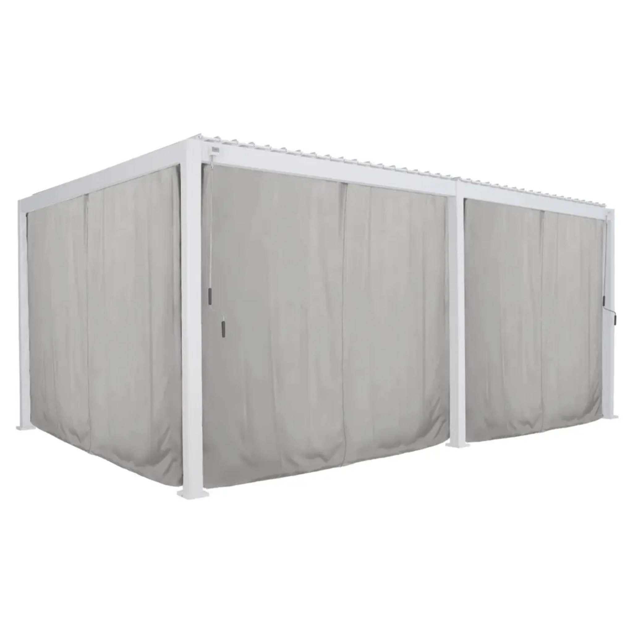 Kit de rideaux, moustiquaires et de rails pour tonnelle bioclimatique "Evora" 6 x 3,6m Gris clair