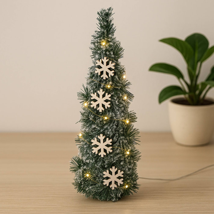 árbol navideño con 20 luces micro led con copos de nieve h. 40cm