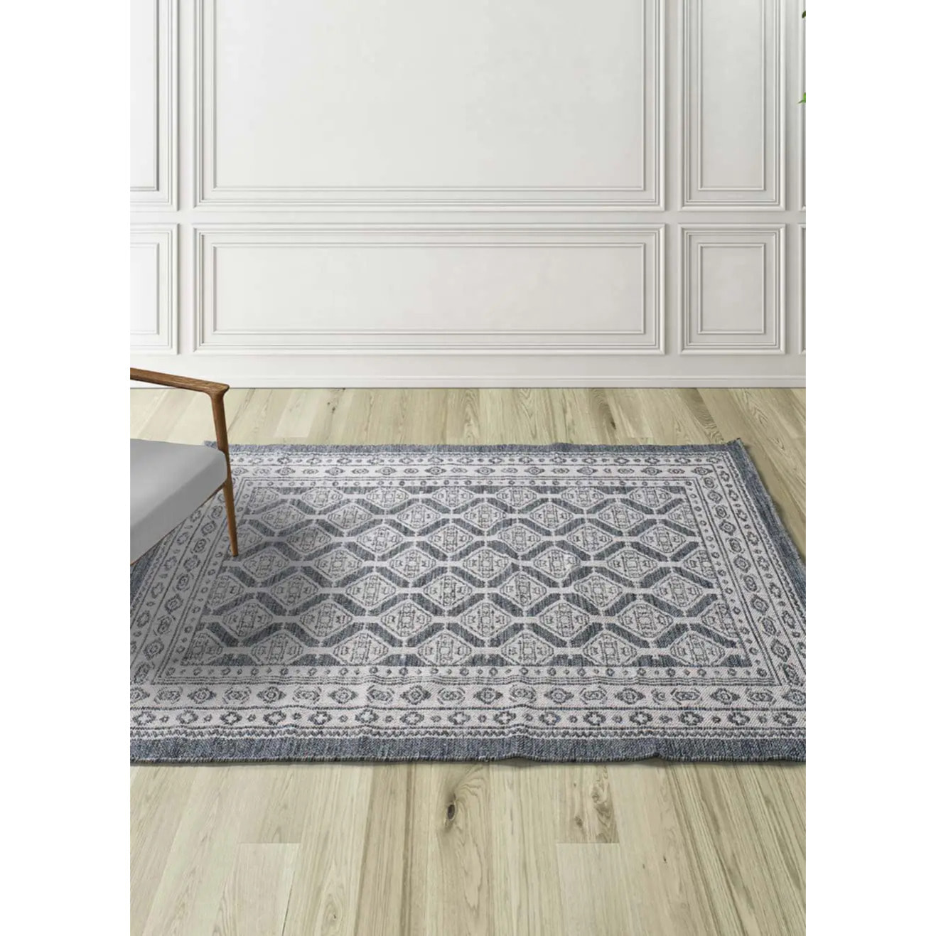 CHANDIA Alfombra kilim algodón reciclado en azul, varias medidas disponibles