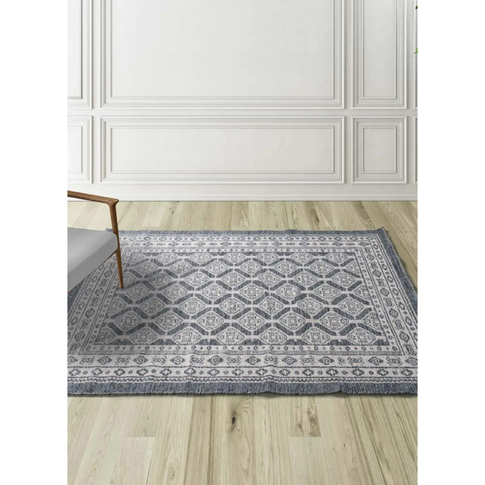 CHANDIA Alfombra kilim algodón reciclado en azul, varias medidas disponibles