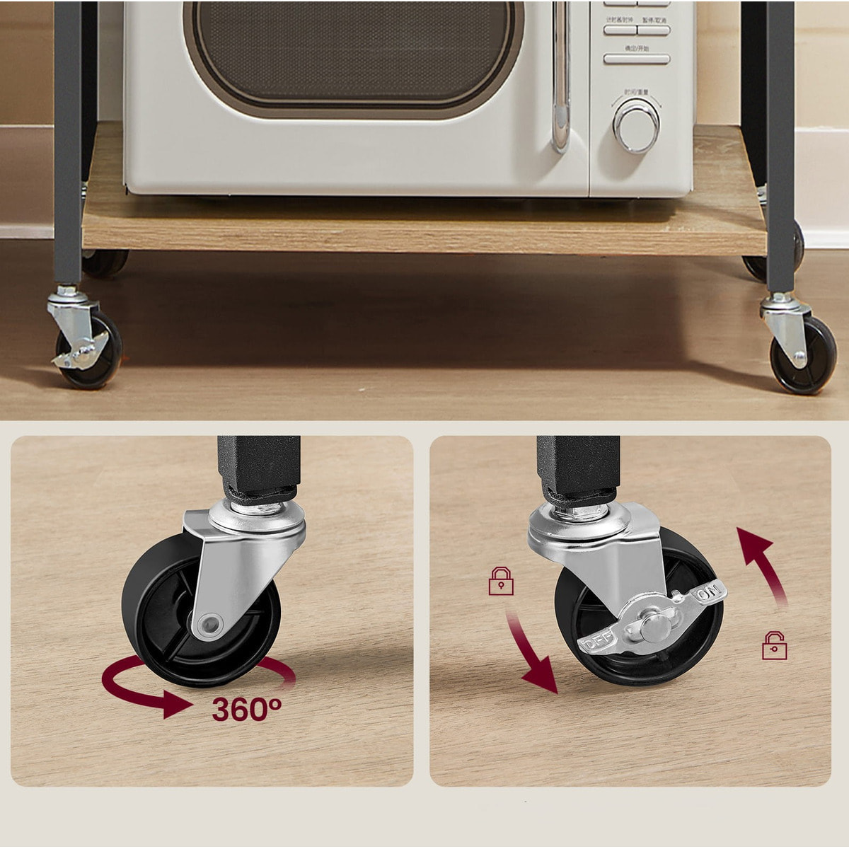 Carrello da Cucina Sonoma con Ruote e Ganci