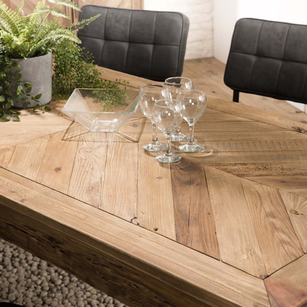 SANDY - Table à manger rectangulaire marron 200x90cm bois Pin recyclé