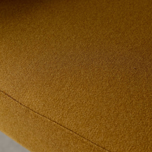 Fauteuil tissu moutarde dossier incurvé piétement métal L 81.5 x P 72.5 x H 69 cm - Cristo