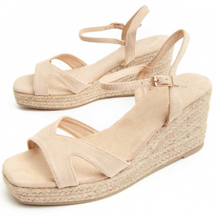 Sandalia de cuña - Beige - Altura: 7 cm