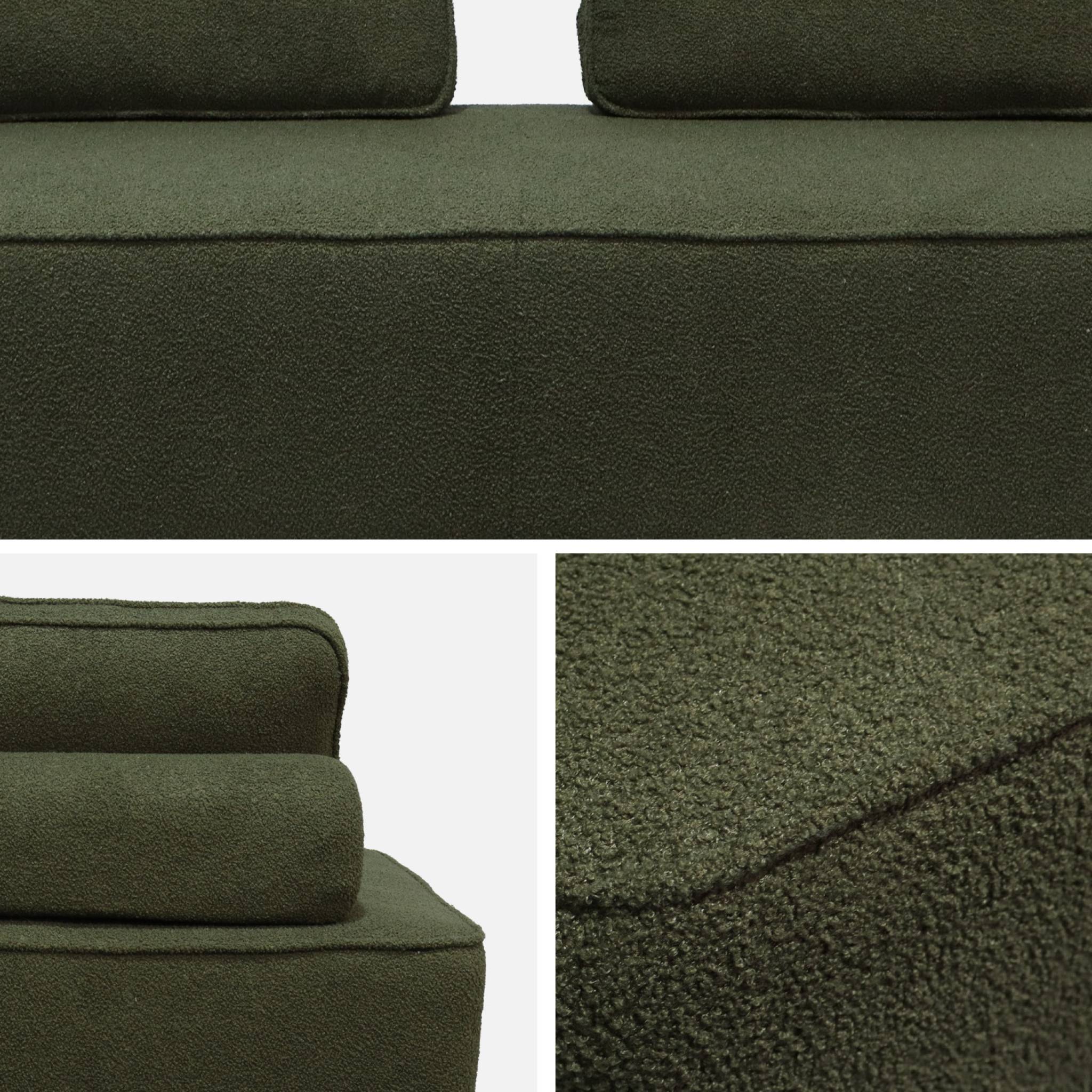Chauffeuse pour canapé modulable tissu bouclette kaki 2 places Bao. L 180 x P 90 x H 74cm