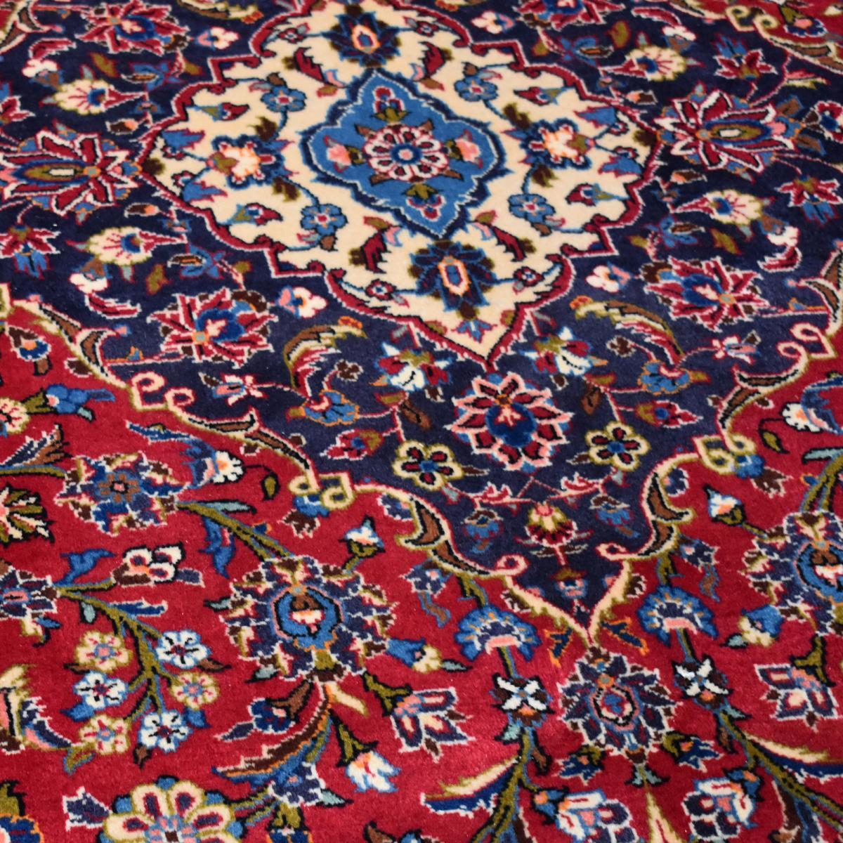 Authentique tapis persan Kashan de grandes dimensions, pièce unique, noué à la main en laine