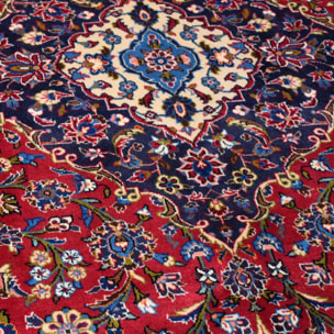 Authentique tapis persan Kashan de grandes dimensions, pièce unique, noué à la main en laine